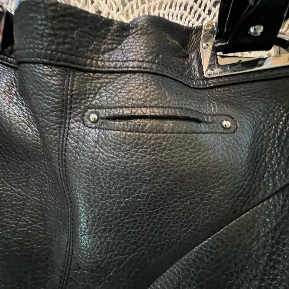 B.MAKOWSKY 100% Luxury Leather Black with Silver Hardware Animal Print Interior